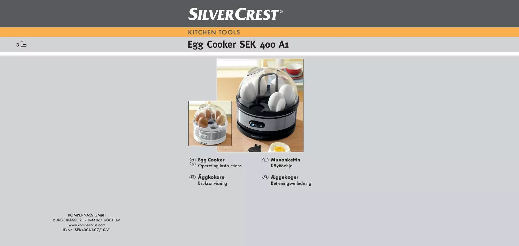 Mode d'emploi SILVERCREST SEK 400 A1