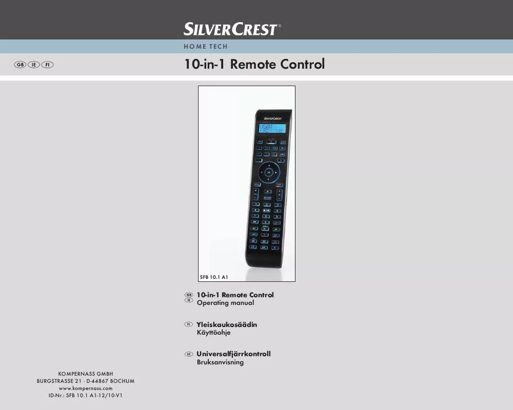 Mode d'emploi SILVERCREST SFB 10.1 A1 10-IN-1 REMOTE CONTROL