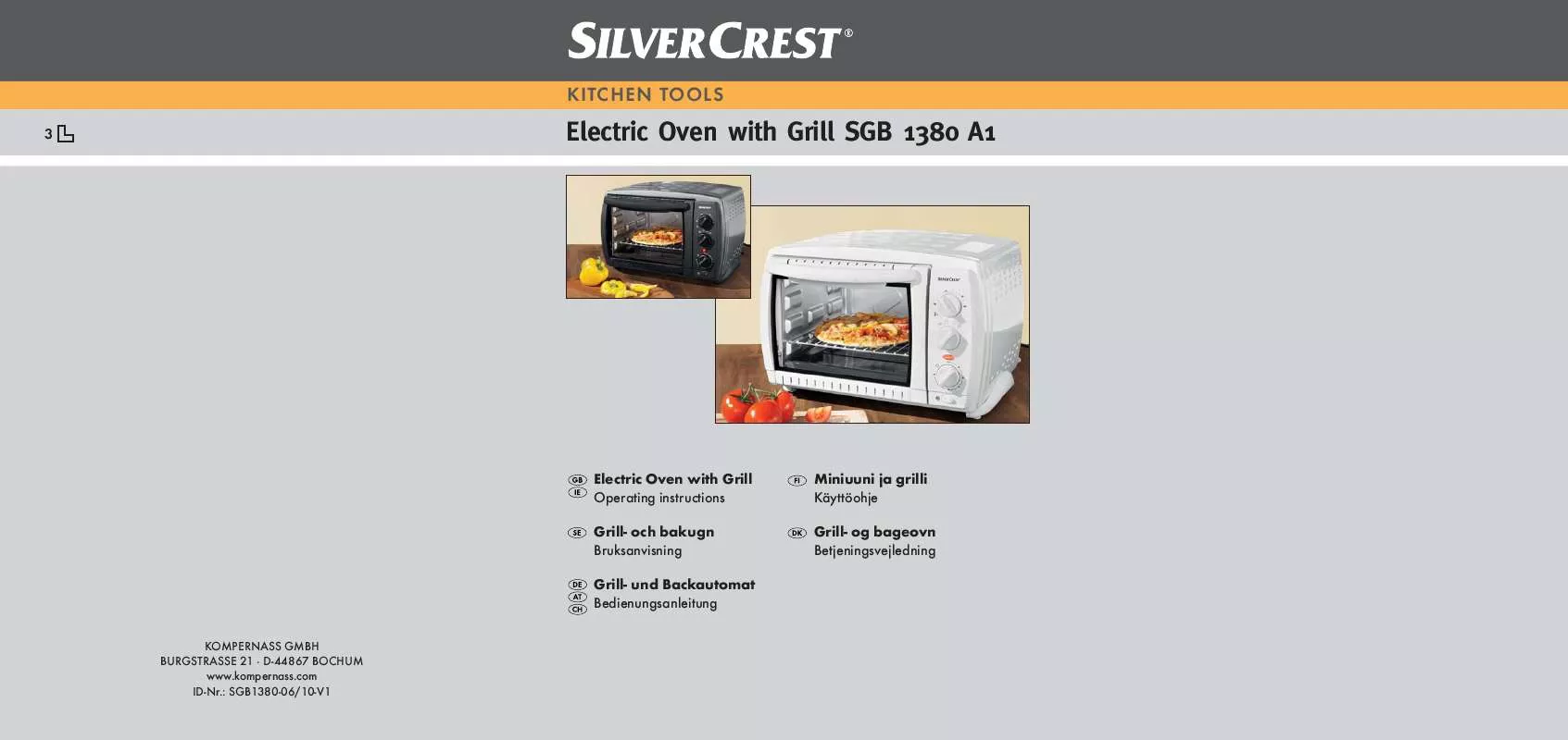 Mode d'emploi SILVERCREST SGB 1380 A1 ELECTRIC OVEN WITH GRILL