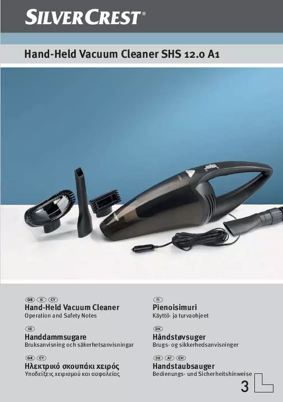 Mode d'emploi SILVERCREST SHS 12.0 A1 HAND-HELD VACUUM CLEANER