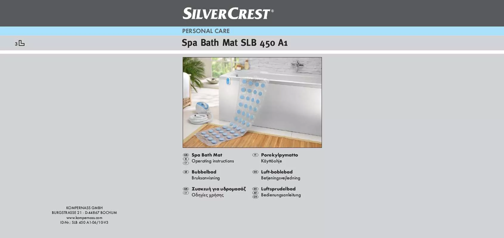 Mode d'emploi SILVERCREST SLB 450 A1 SPA BATH MAT