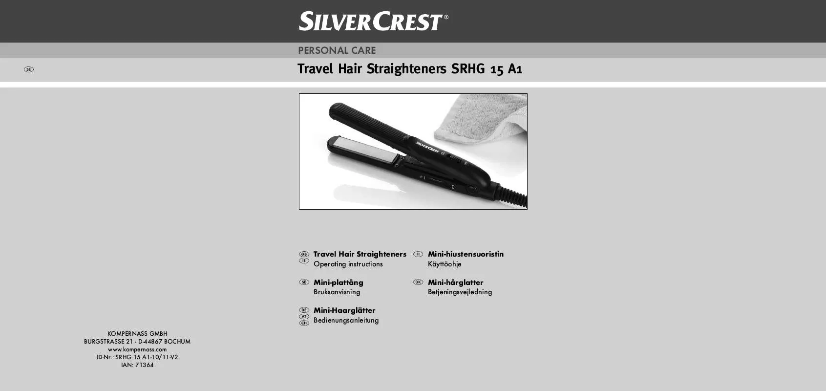 Mode d'emploi SILVERCREST SRHG 15 A1