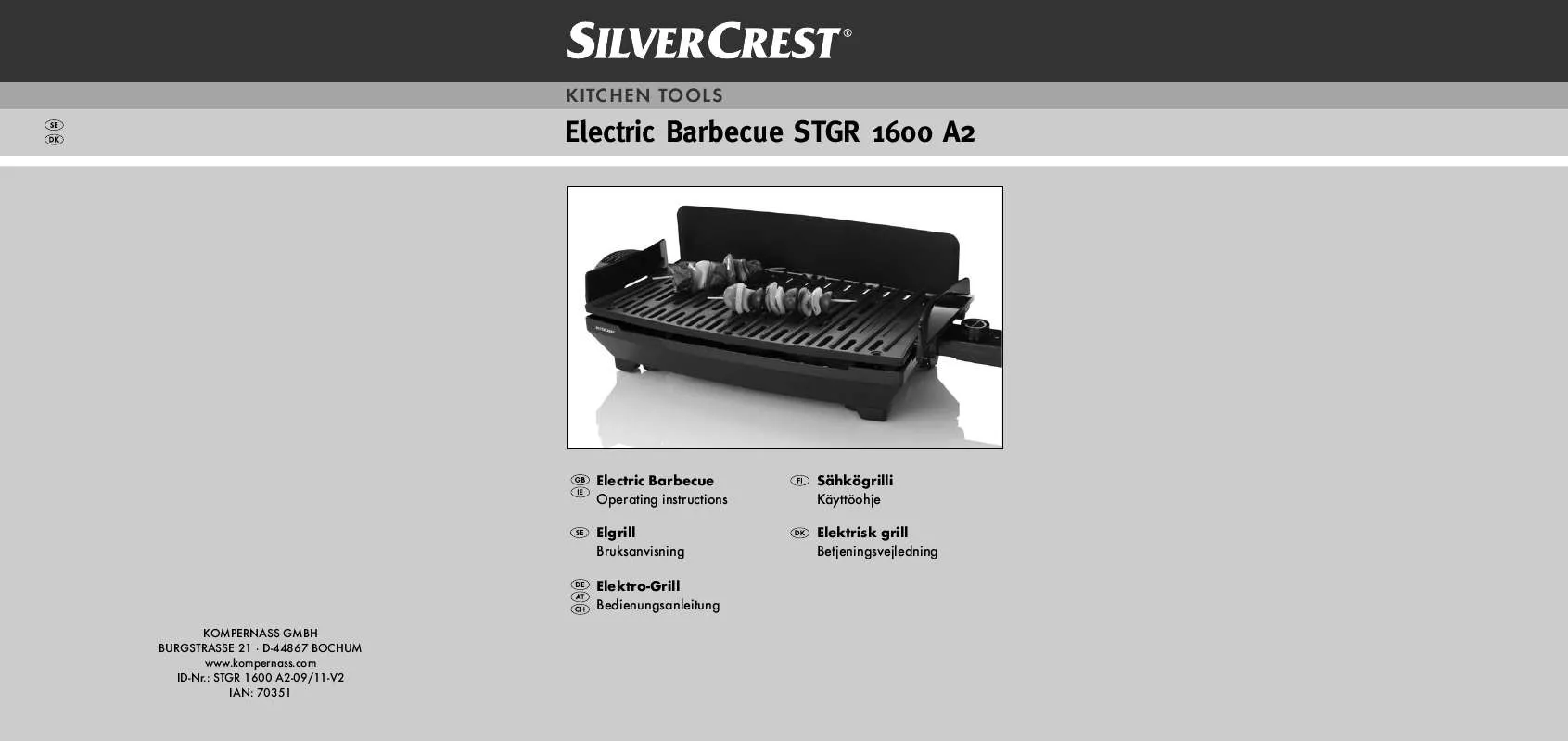 Mode d'emploi SILVERCREST STGR 1600 A2