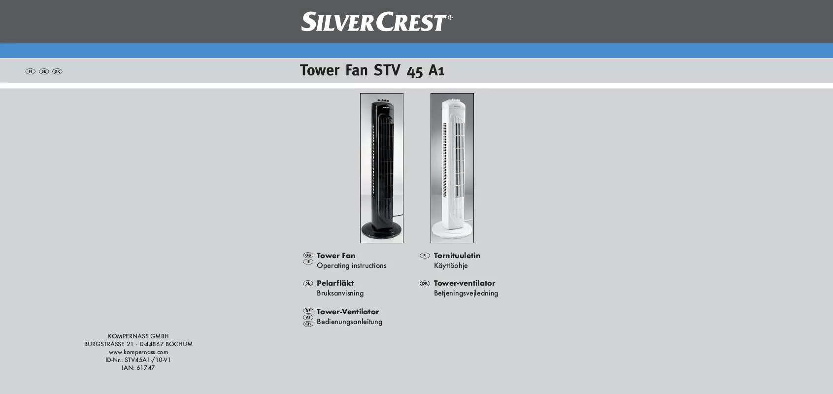 Mode d'emploi SILVERCREST STV 45 A1 TOWER FAN