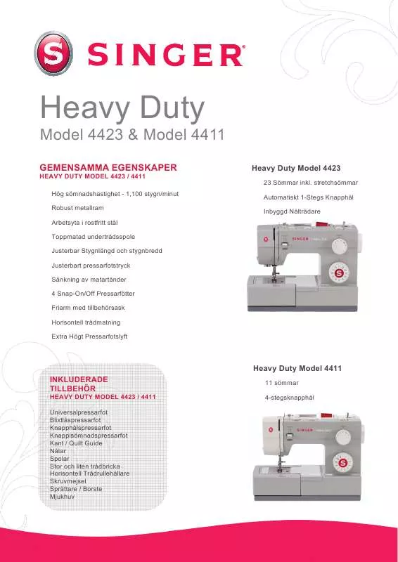 Mode d'emploi SINGER HEAVY DUTY 4423