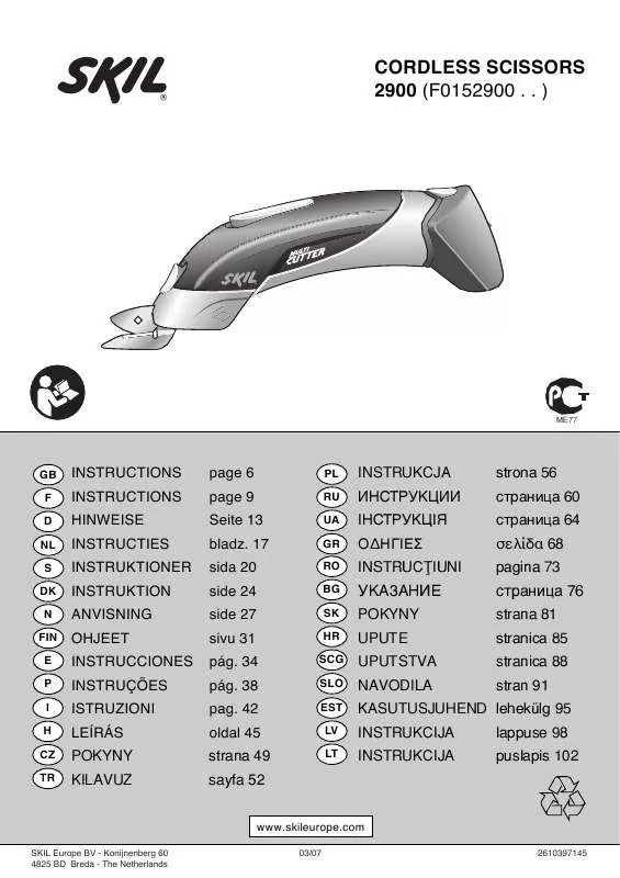 Mode d'emploi SKIL 2900