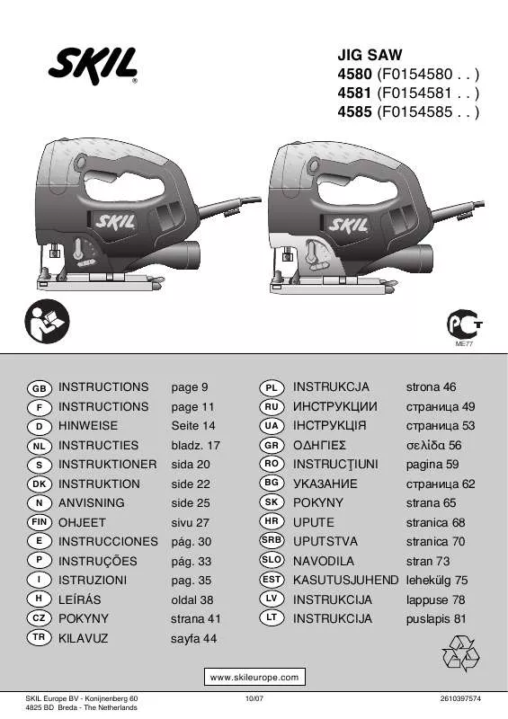 Mode d'emploi SKIL 4581