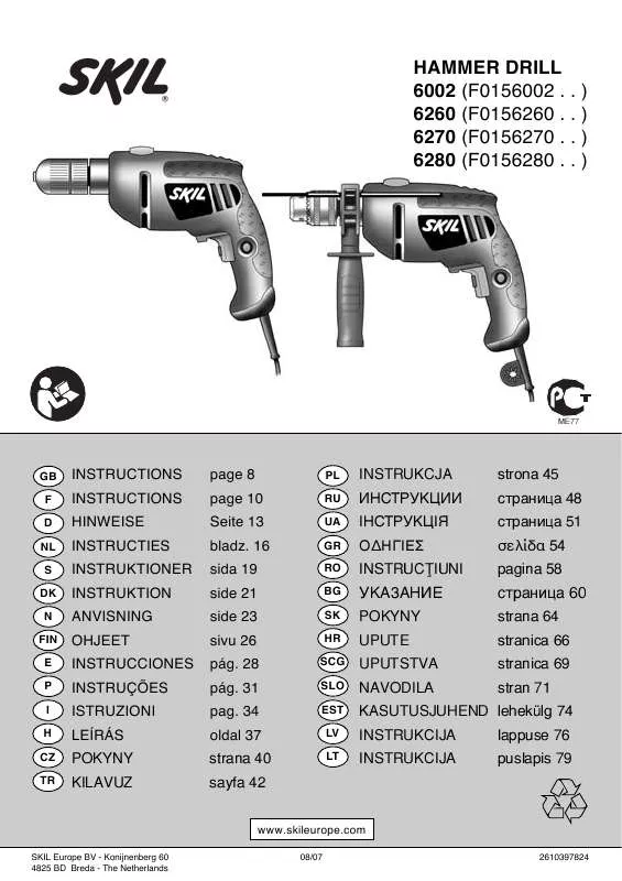 Mode d'emploi SKIL 6260