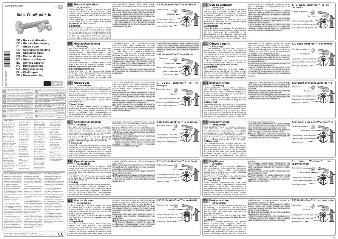 Mode d'emploi SOMFY EOLIS WIREFREE IO