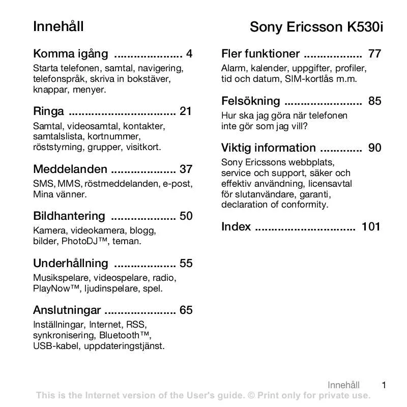 Mode d'emploi SONY ERICSSON K530I