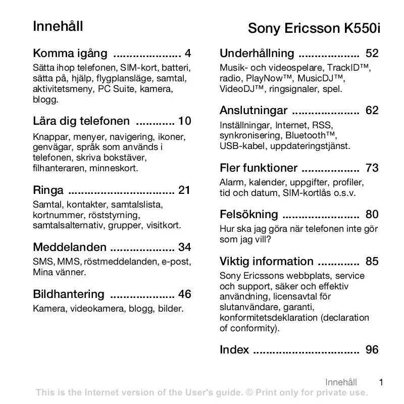 Mode d'emploi SONY ERICSSON K550I