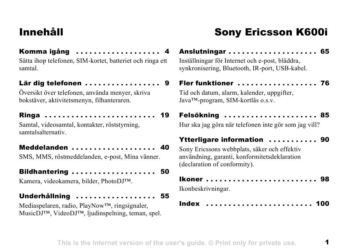 Mode d'emploi SONY ERICSSON K600I