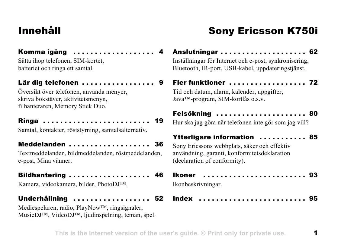 Mode d'emploi SONY ERICSSON K750