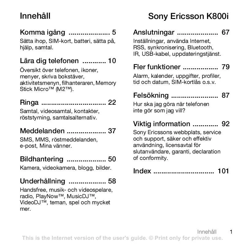 Mode d'emploi SONY ERICSSON K800I