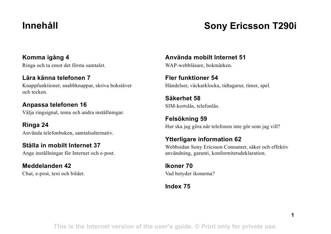 Mode d'emploi SONY ERICSSON T290I