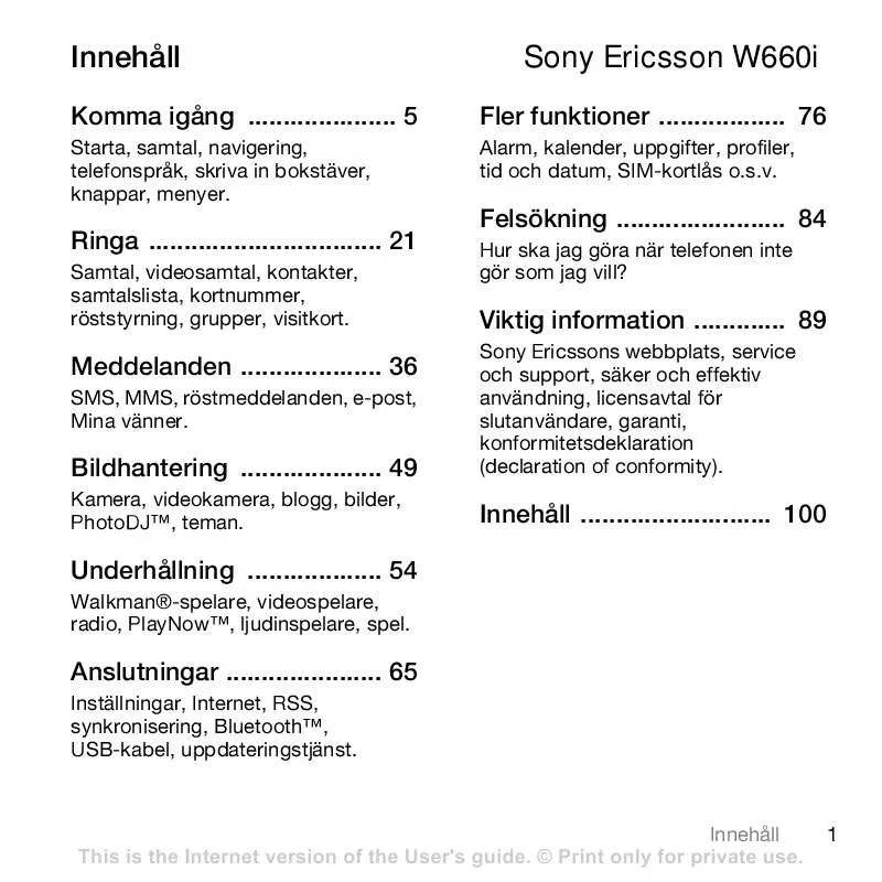 Mode d'emploi SONY ERICSSON W660