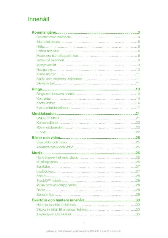 Mode d'emploi SONY ERICSSON XPERIA PURENESS