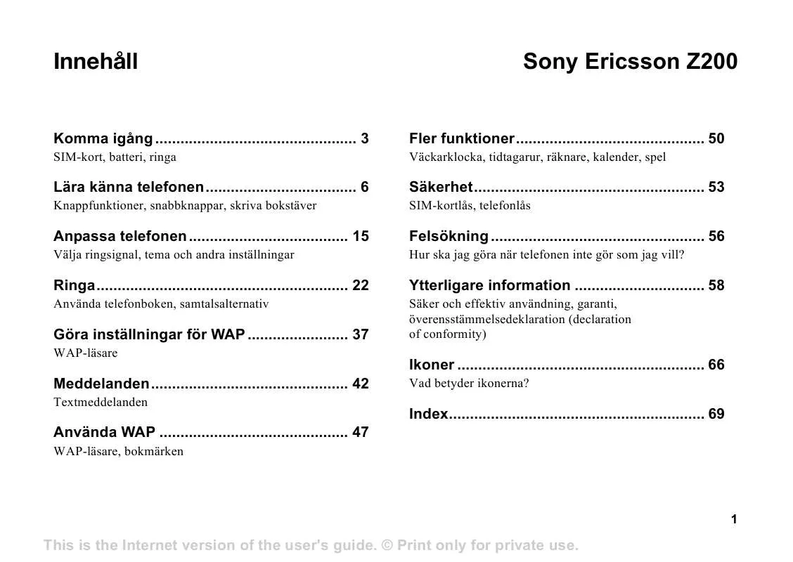 Mode d'emploi SONY ERICSSON Z200