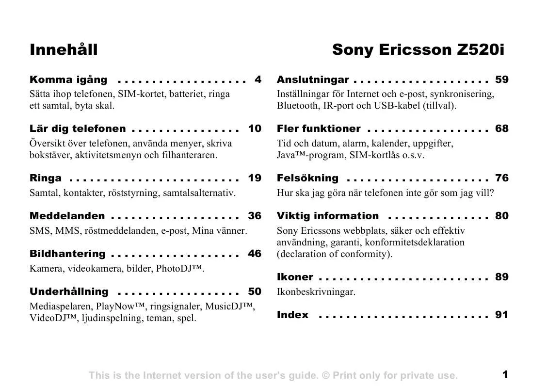 Mode d'emploi SONY ERICSSON Z520I