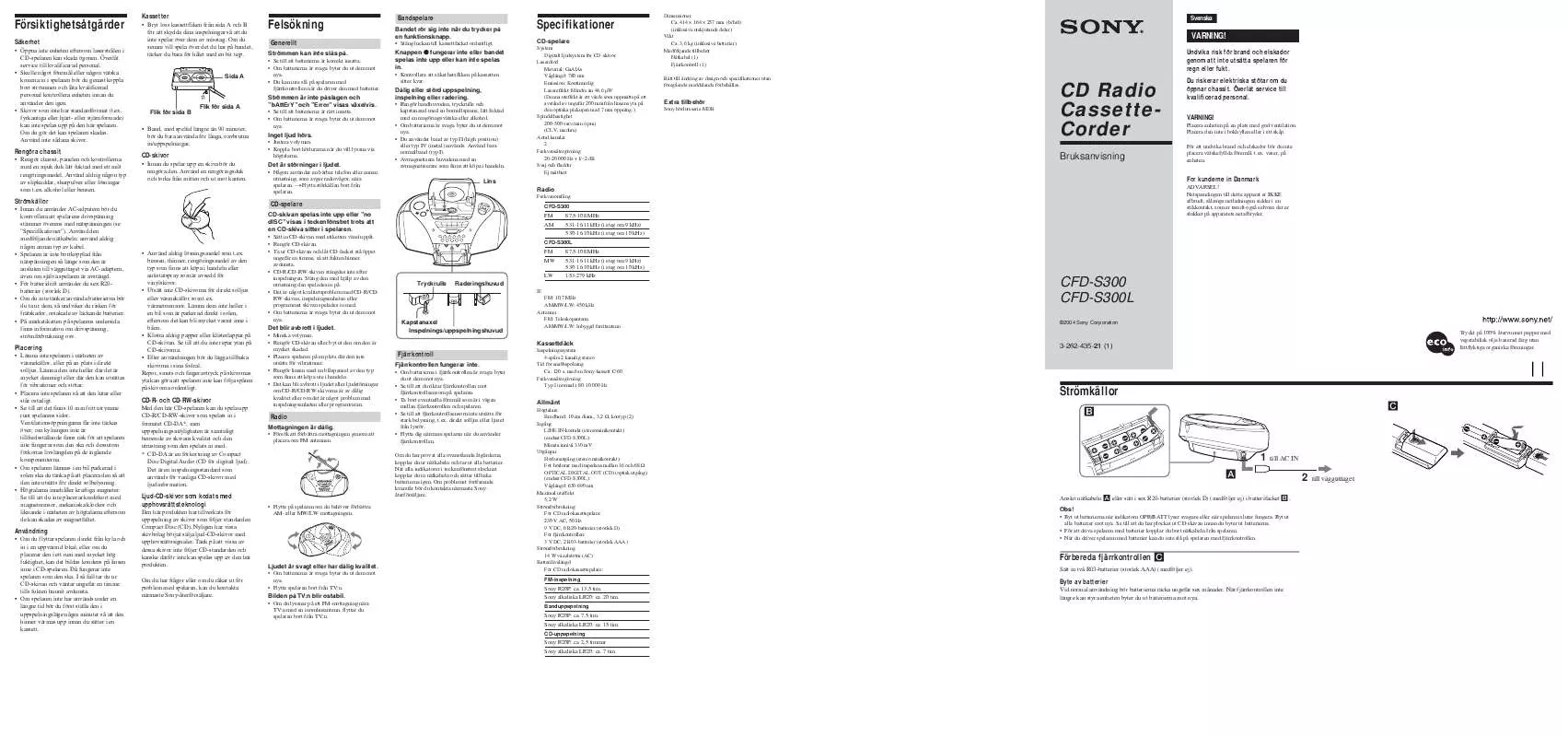 Mode d'emploi SONY CFD-S300L