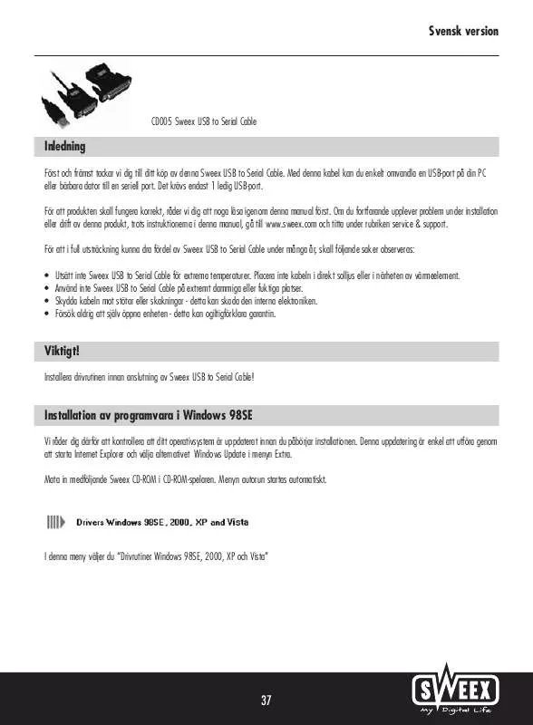 Mode d'emploi SWEEX CD005