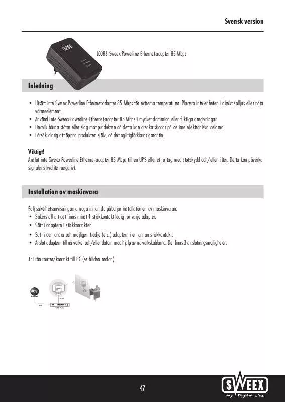 Mode d'emploi SWEEX LC086_PACK