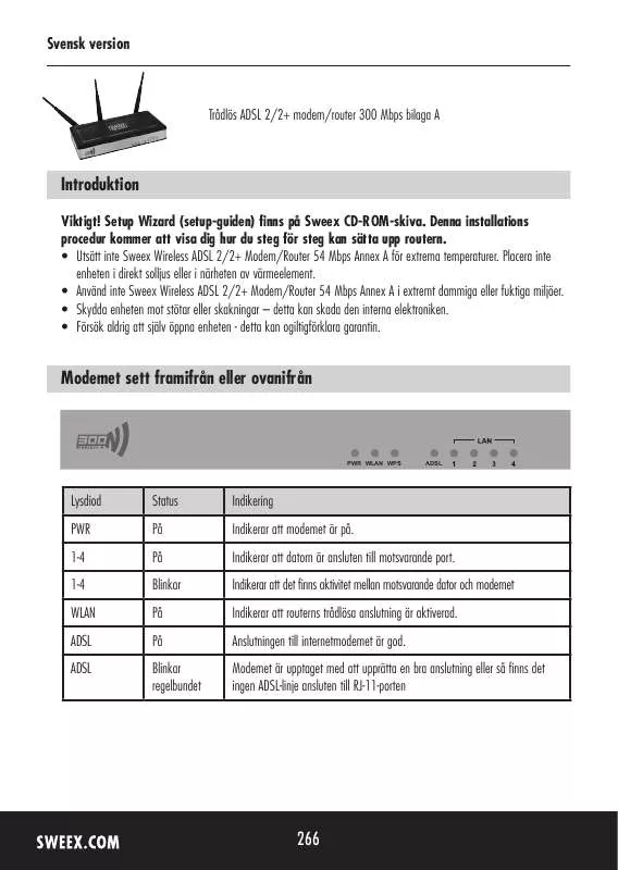 Mode d'emploi SWEEX MO300