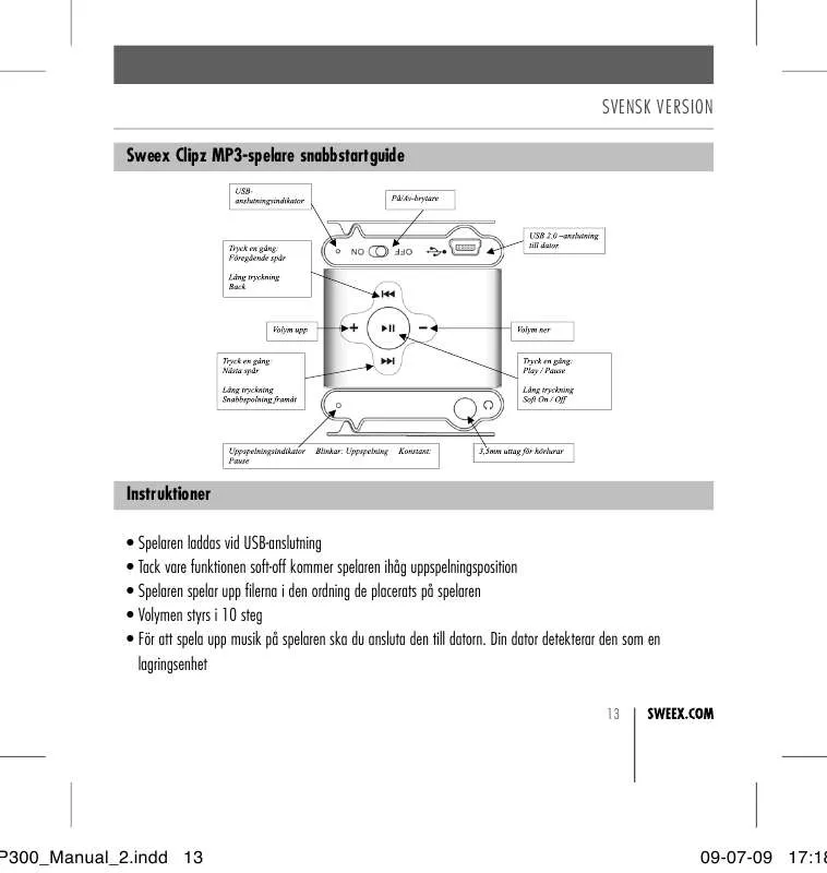 Mode d'emploi SWEEX MP300