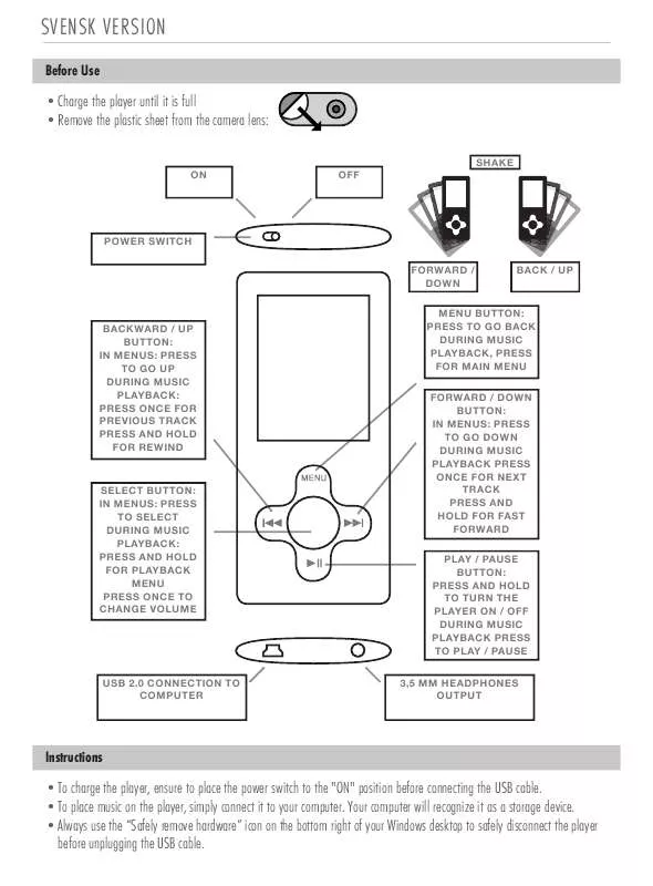 Mode d'emploi SWEEX MP520SE