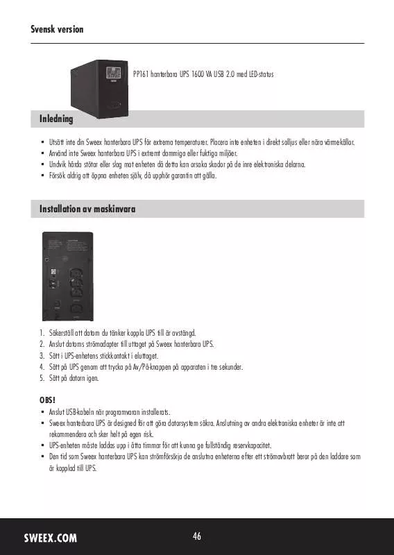 Mode d'emploi SWEEX PP161