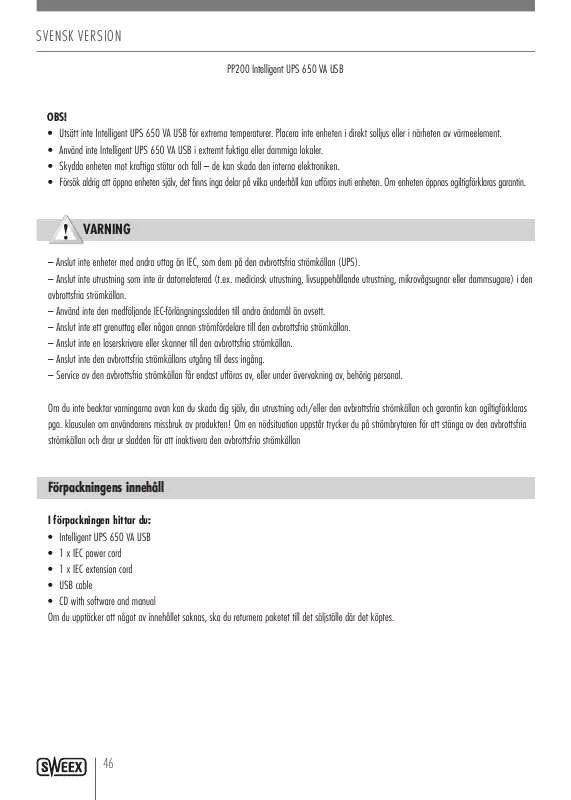 Mode d'emploi SWEEX PP200