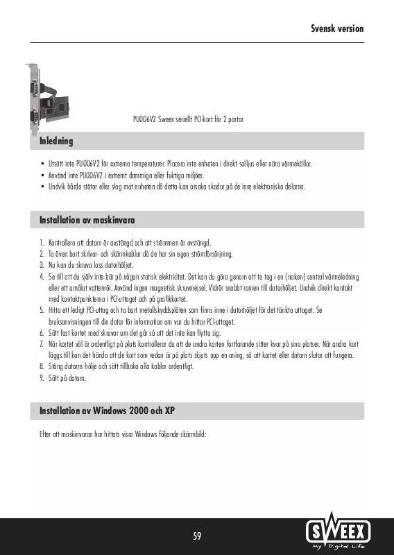 Mode d'emploi SWEEX PU006V2