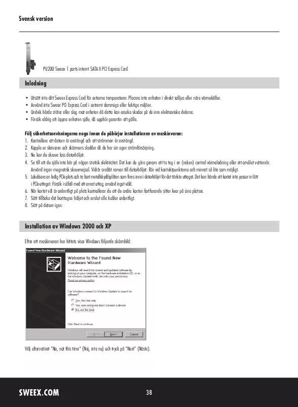 Mode d'emploi SWEEX PU200