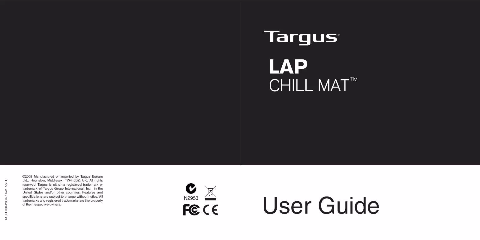 Mode d'emploi TARGUS LAP CHILL MAT