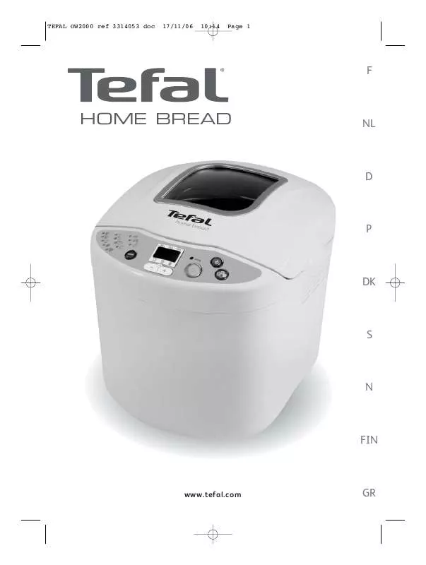 Mode d'emploi TEFAL HOME BREAD BASIC