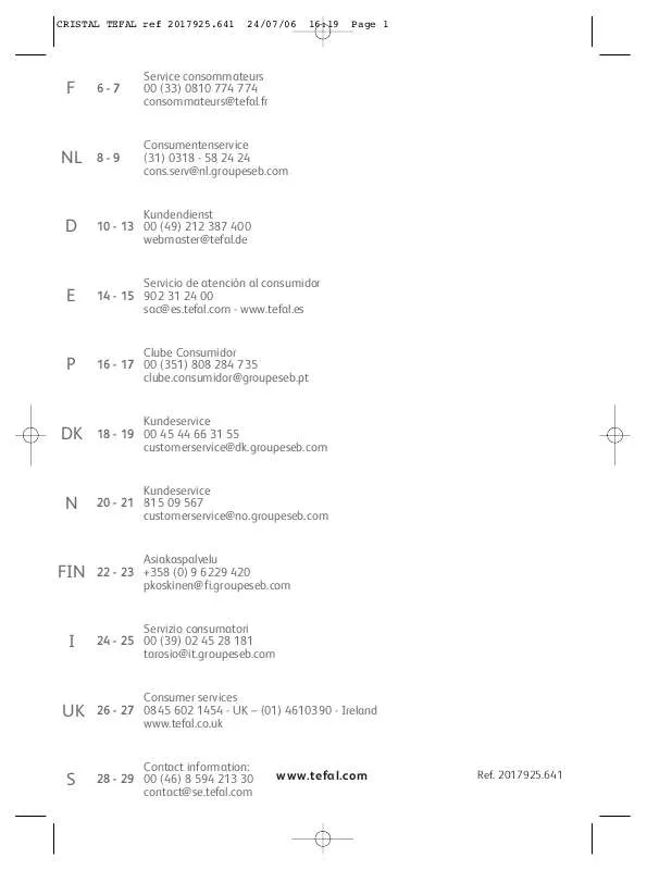 Mode d'emploi TEFAL RE160012