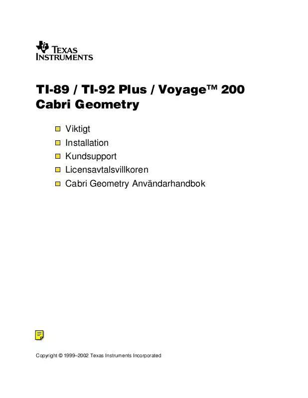 Mode d'emploi TEXAS INSTRUMENTS CABRI GEOMETRY