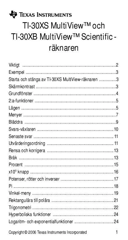 Mode d'emploi TEXAS INSTRUMENTS TI-30XB MULTIVIEW