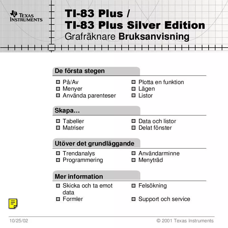 Mode d'emploi TEXAS INSTRUMENTS TI-83 SILVER EDITION