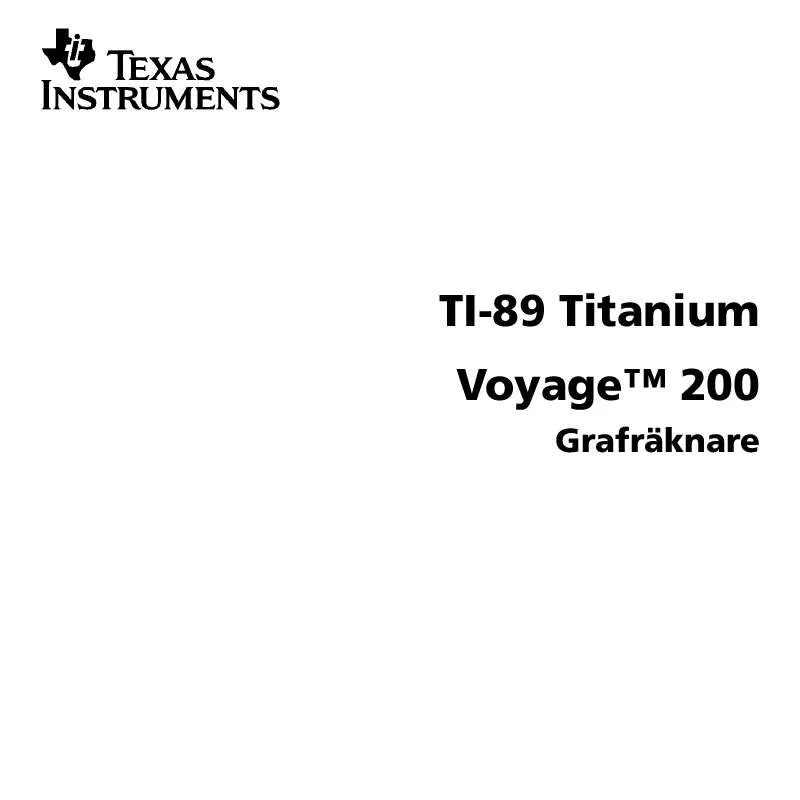 Mode d'emploi TEXAS INSTRUMENTS TI-89 TITANIUM-VOYAGE 200