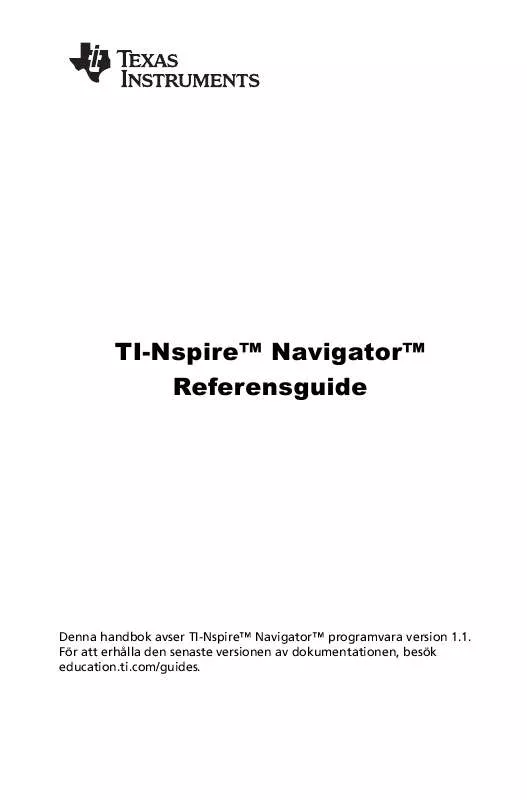 Mode d'emploi TEXAS INSTRUMENTS TI-NSPIRE NAVIGATOR