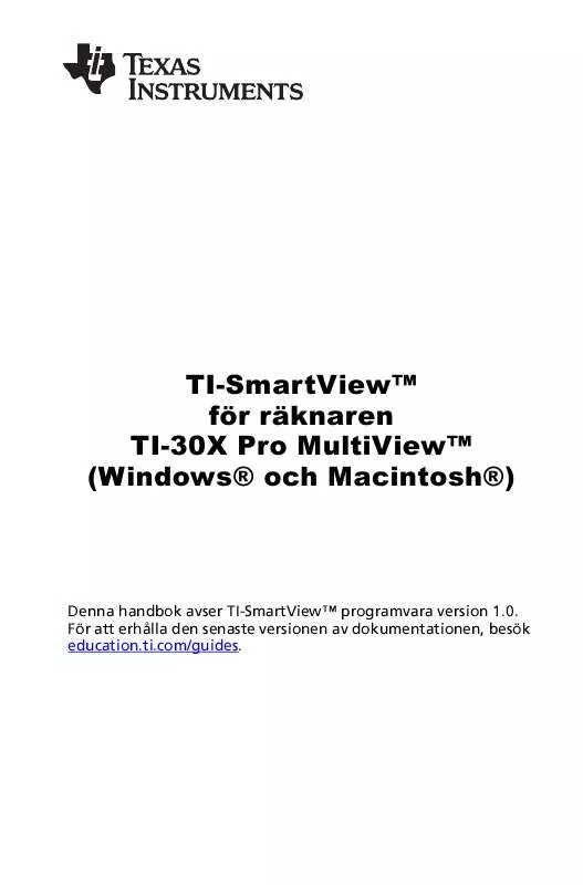 Mode d'emploi TEXAS INSTRUMENTS TI-SMARTVIEW TI-30X PRO MULTIVIEW