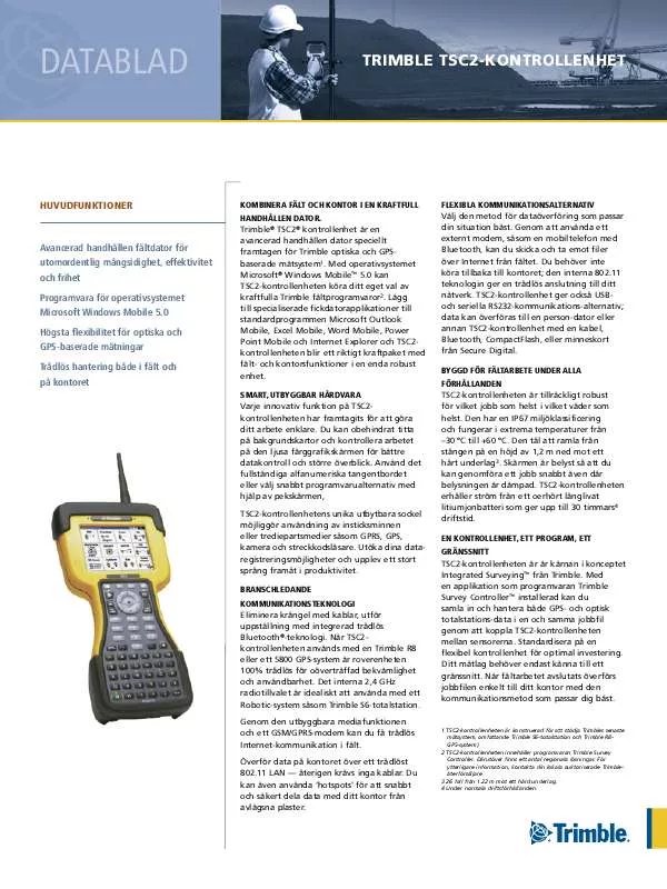 Mode d'emploi TRIMBLE TSC2