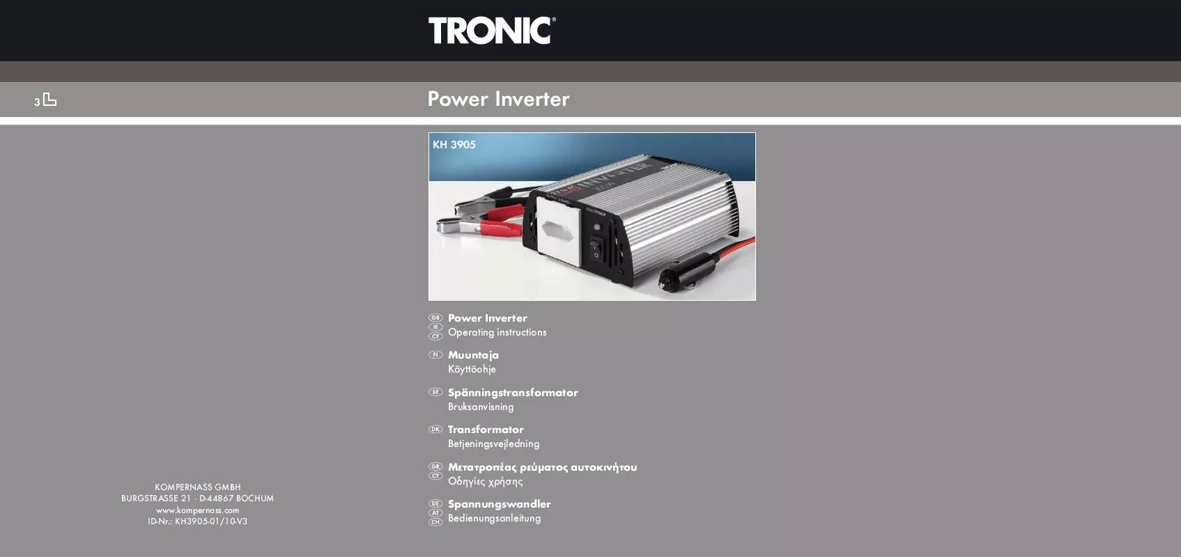 Mode d'emploi TRONIC KH 3905 POWER INVERTER