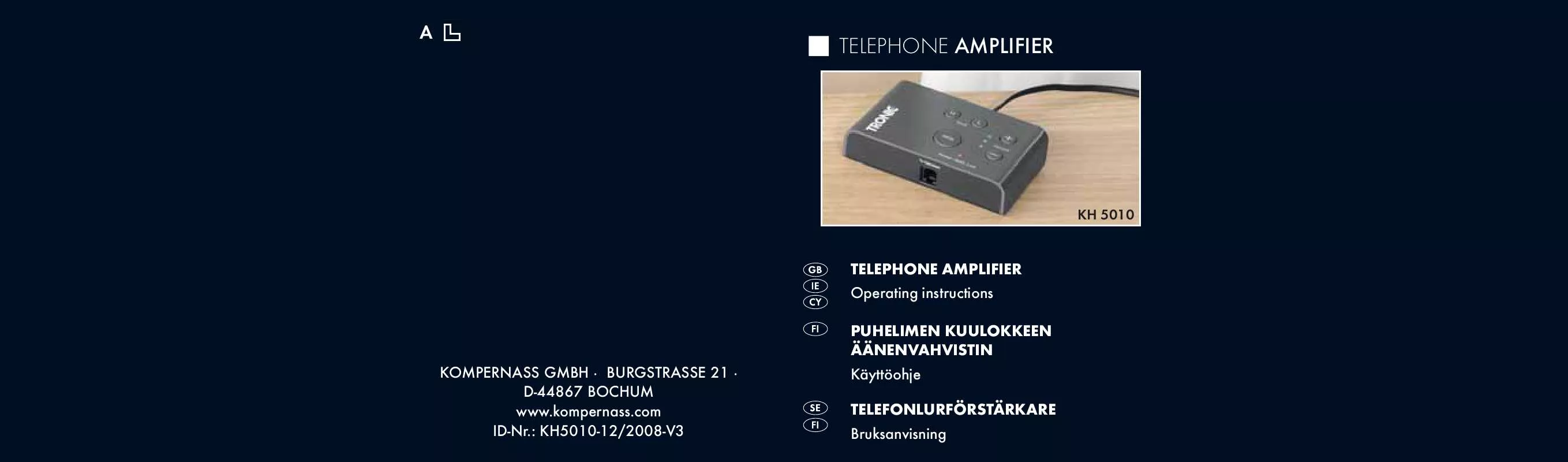 Mode d'emploi TRONIC KH 5010 TELEPHONE AMPLIFIER