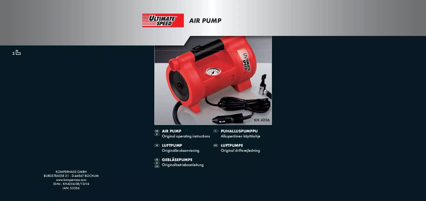 Mode d'emploi ULTIMATE SPEED KH 4256 AIR PUMP