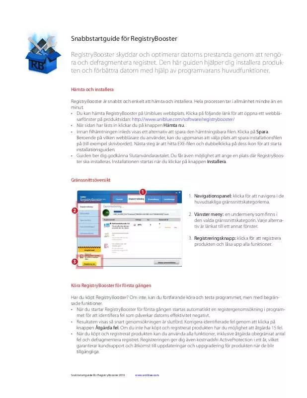 Mode d'emploi UNIBLUE REGISTRYBOOSTER