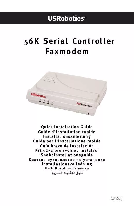 Mode d'emploi US ROBOTICS 56K SERIAL CONTROLLER FAXMODEM