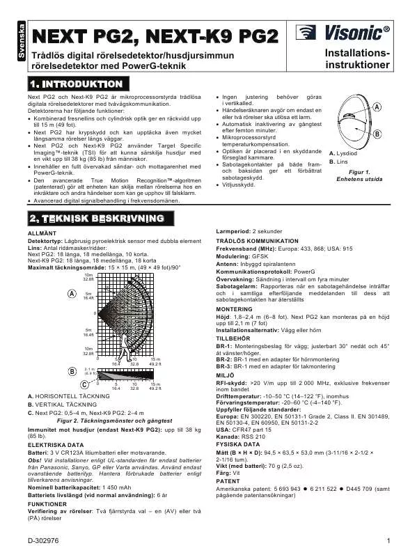 Mode d'emploi VISONIC NEXT-K9 PG2