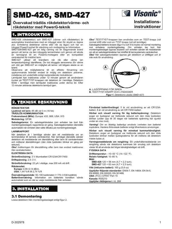 Mode d'emploi VISONIC SMD-426